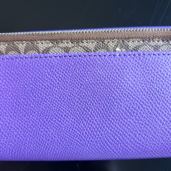 Coach 52628 Pop Slip Metallic Purple Iris Crossgrain Leather Envelope Wallet - Picture 8 of 13